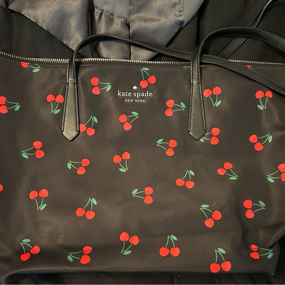 kate spade Handbags - Kate Spade Cherry Print Black Tote